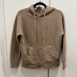 Quince Women’s Sz Large Mongolian Cashmere Pullover Hoodie Light Brown Teak